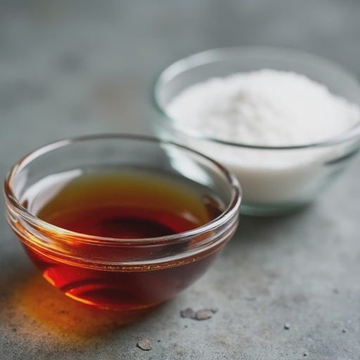 Photograph two raw materials placed on a clean, neutral-colored surface.