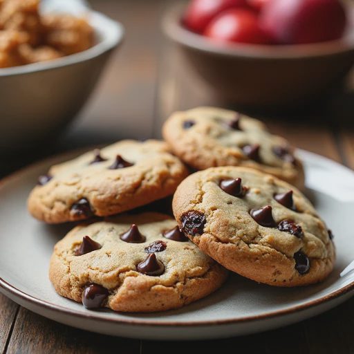 A freshly baked, visually appealing chocolate cookie made with alternative sweeteners (e.g., allulose)