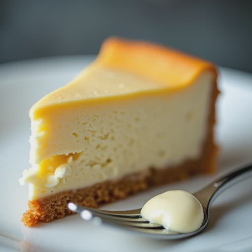 Close-up shot of a perfectly cut cross-section of a low-sugar cheesecake