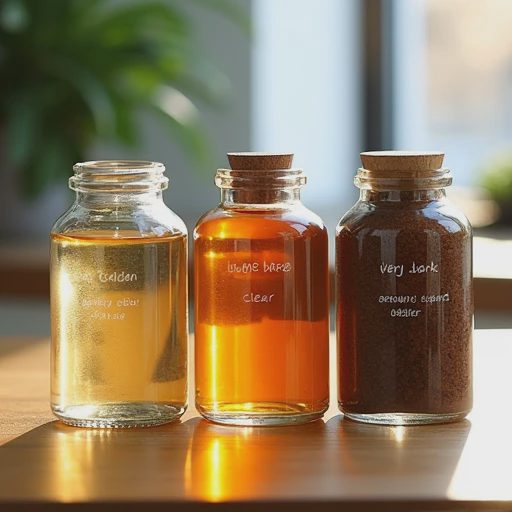 Three transparent glass bottles are displayed side by side in the image.