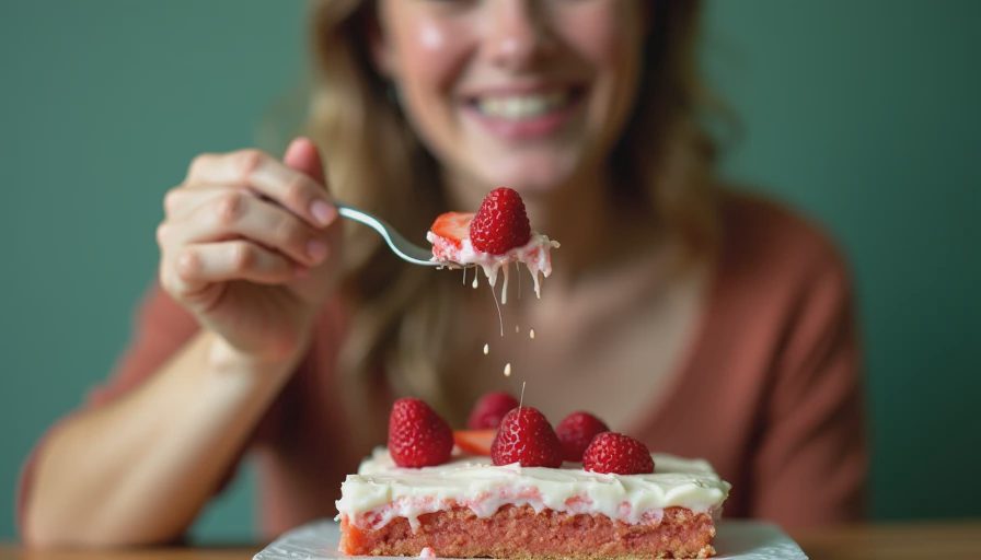 Visual context for strawberry sheet cake