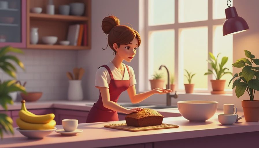 Illustration for banana coffee cake