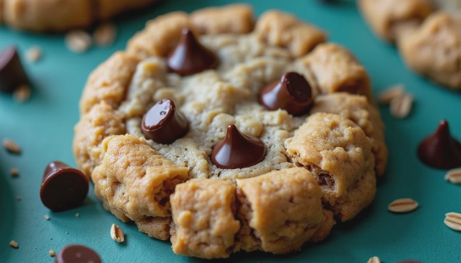 Peanut Butter Oatmeal Chocolate Chip Cookies with Less Sugar